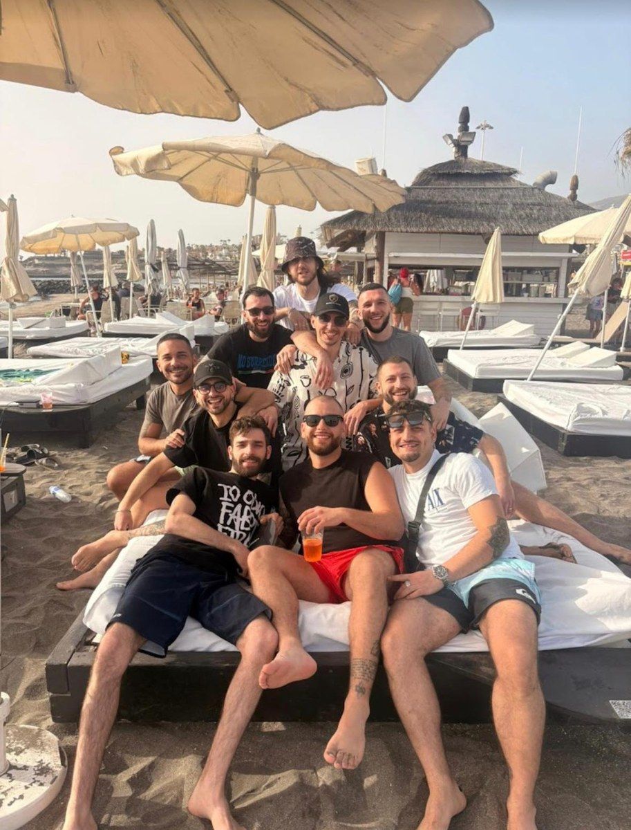 Bachelor party group at the Scandal show venue in Tenerife — Moments 1